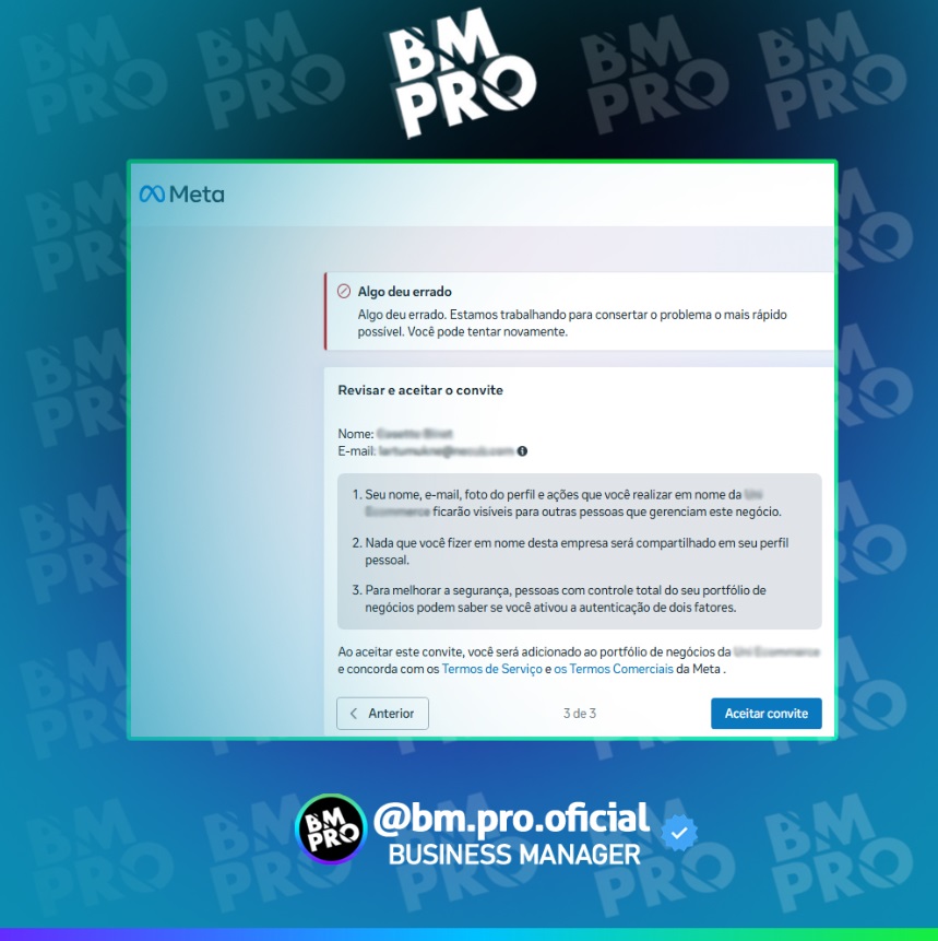BM Pro | Corrigindo erro no Business Manager da Meta BM Pro – Solução para erro no Facebook Business Manager ao aceitar convite